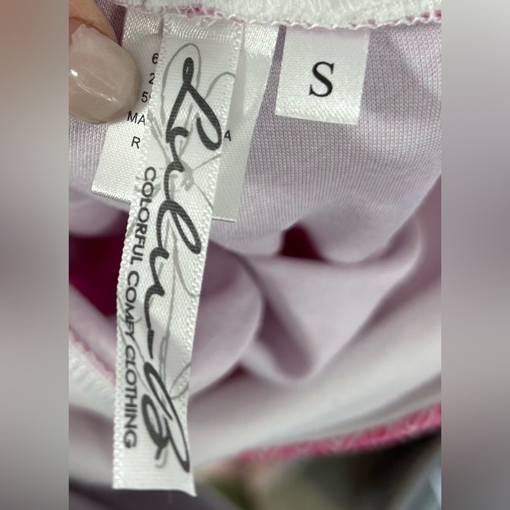 Lulu B Cropped Leggings Pink White Print - Picture 3 of 4